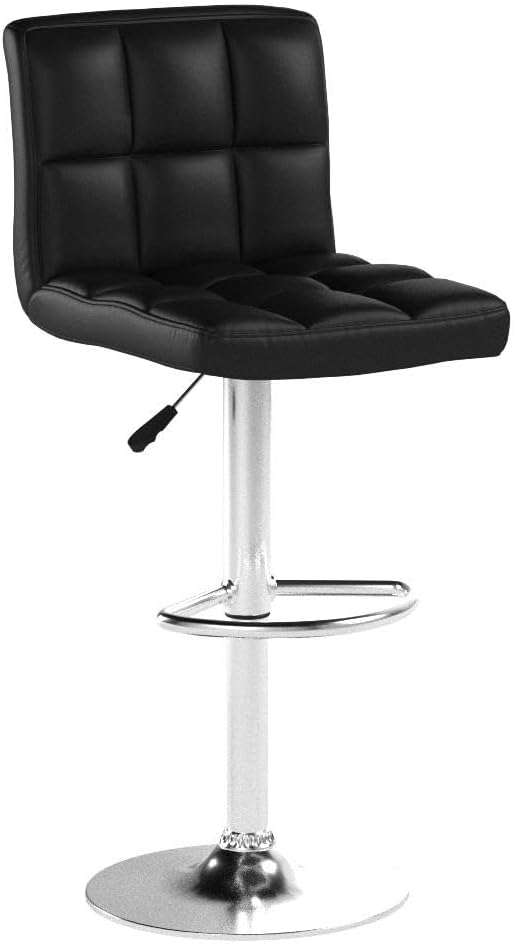 BestOffice Bar Stools Set of 2, Adjustable PU Leather Swivel Barstools, Modern Counter Stools with Back and Footrest, Counter Height Barstools for Bar, Kitchen and Dining Room
