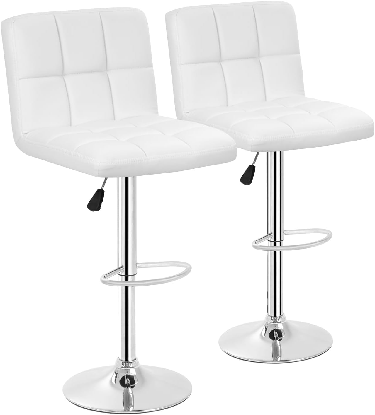 BestOffice Bar Stools Set of 2, Adjustable PU Leather Swivel Barstools, Modern Counter Stools with Back and Footrest, Counter Height Barstools for Bar, Kitchen and Dining Room