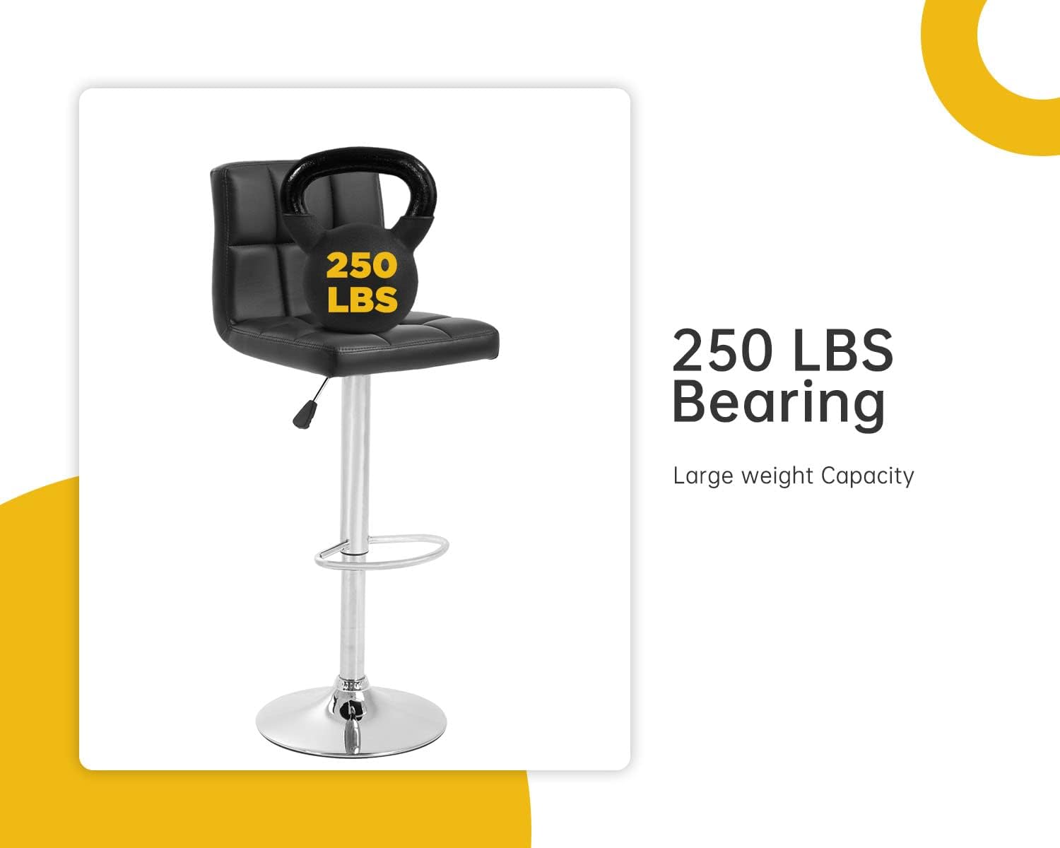 Barstools Set of 4 Modern PU Leather Adjustable Height Square Bar Stools with Square Back Bar Stool