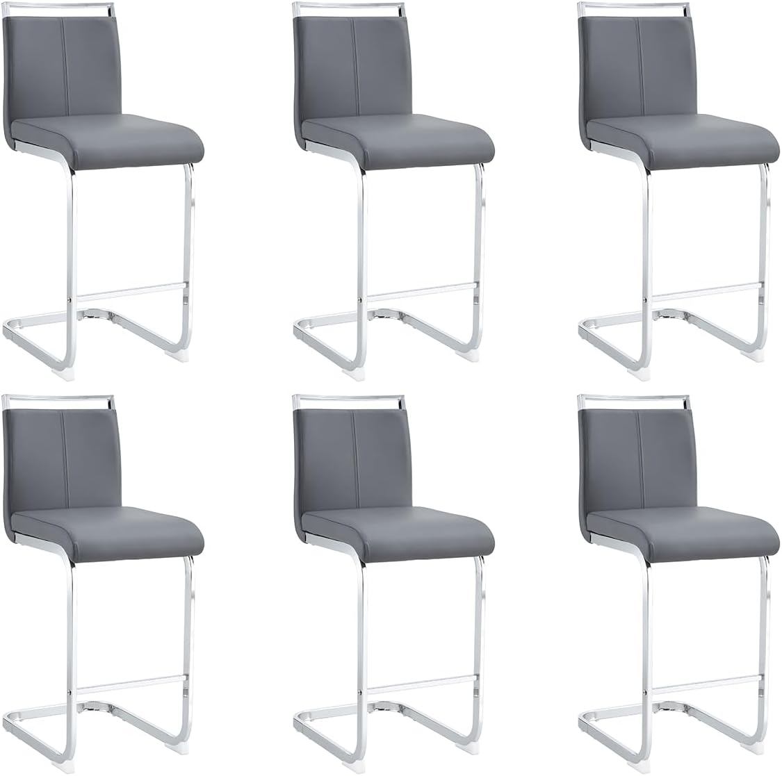 Counter Height Bar Stools Set of 4,25" PU Leather Bar Stools with Back,Counter High Chairs with Black Painted Metal Legs,White Bar Stool of 4 for Kitchen Island,Bar Counter (White,25" H)