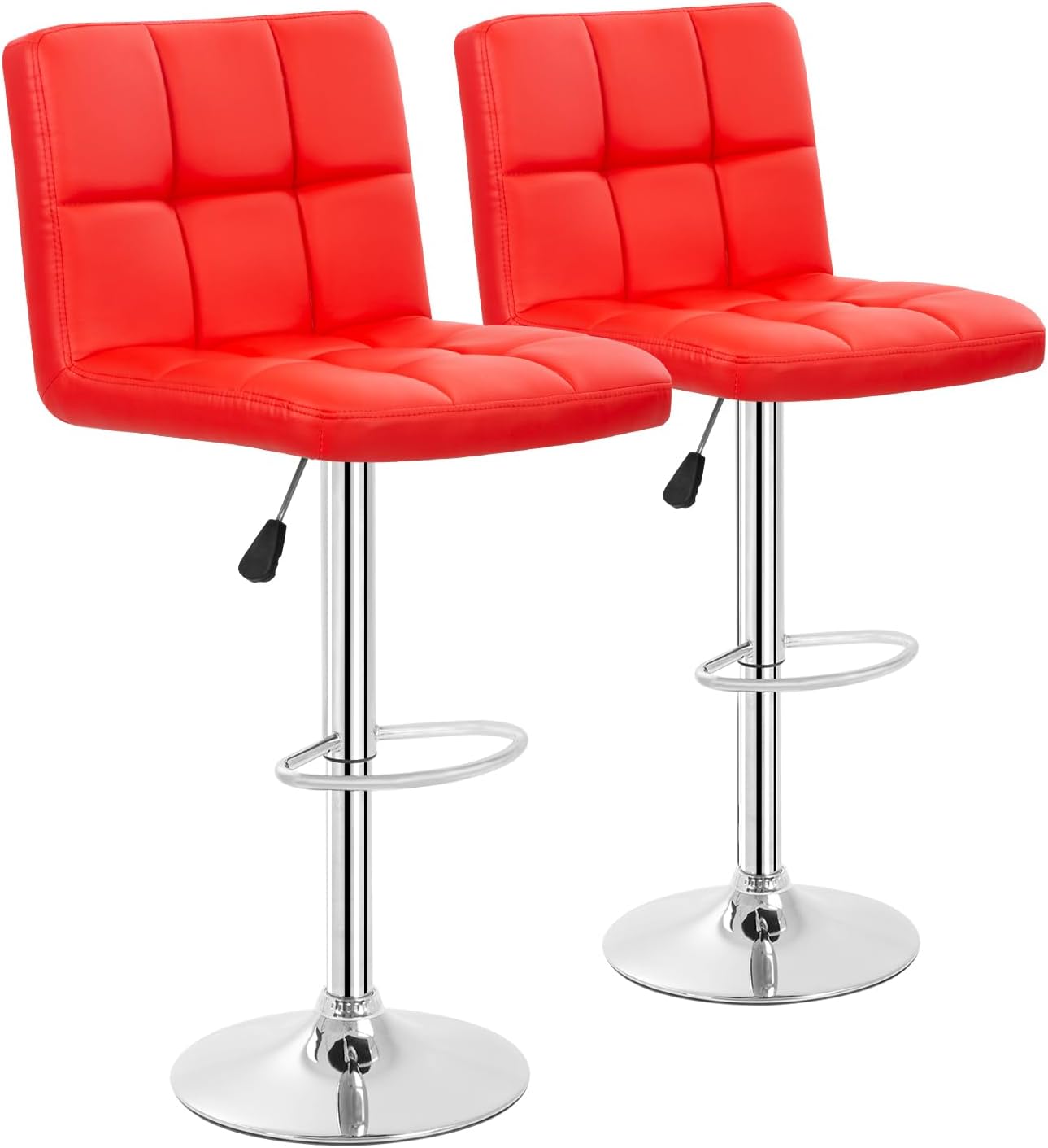 Barstools Set of 4 Modern PU Leather Adjustable Height Square Bar Stools with Square Back Bar Stool