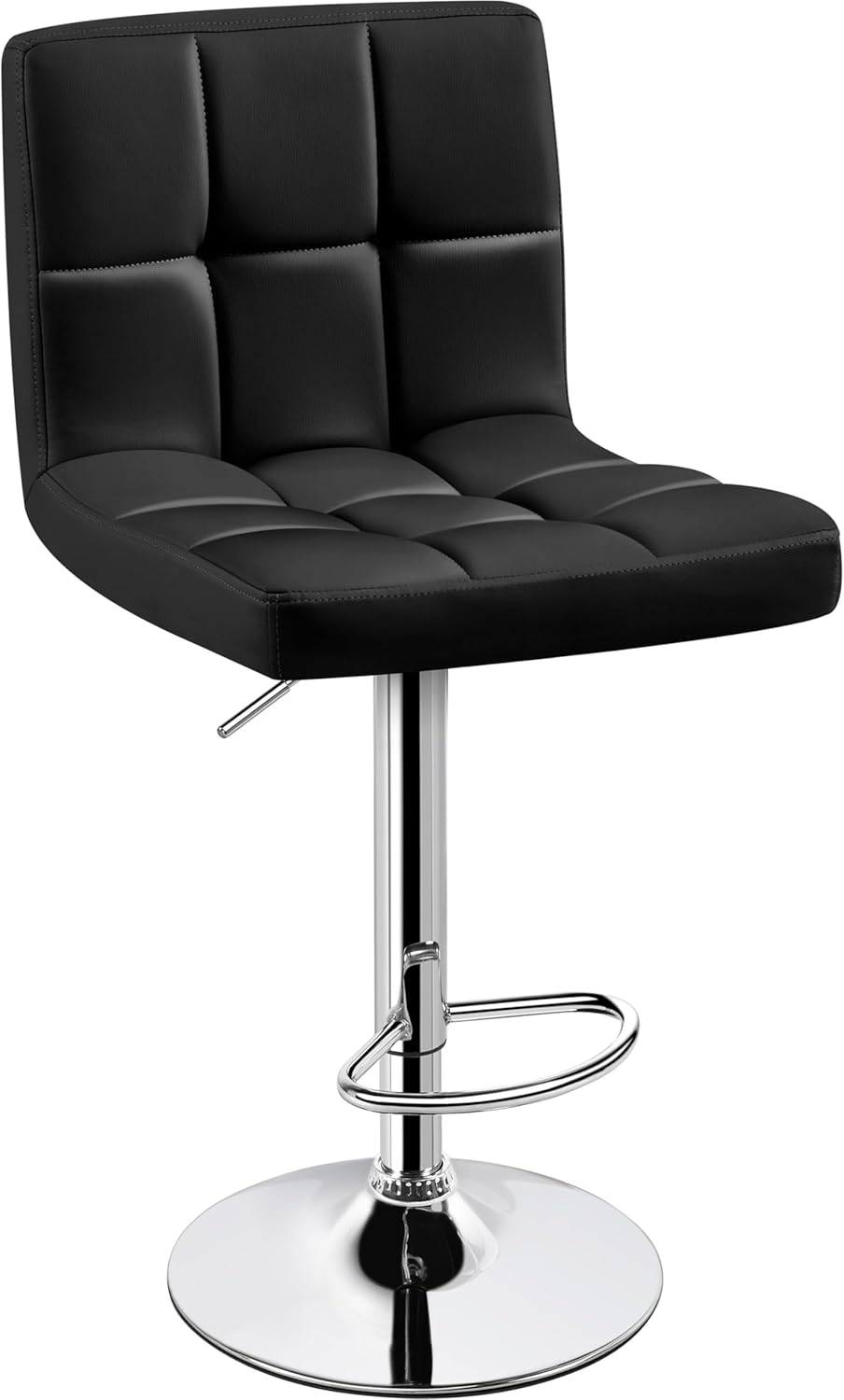 Yaheetech Bar Stools Set of 2, Adjustable PU Leather Swivel Barstools, Modern Counter Stools with Back and Footrest, Counter Height Barstools for Bar, Kitchen, Dining Room, Black