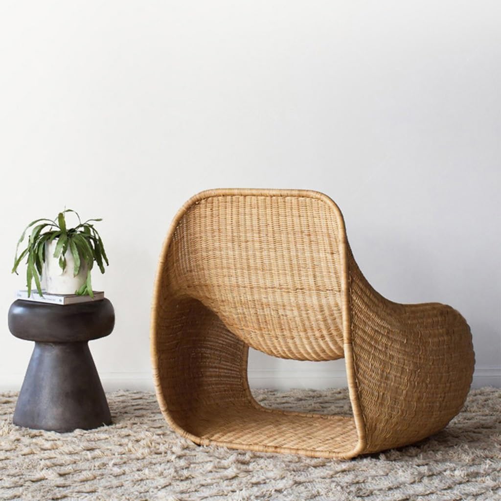 MACIUM Sofas and Couches Outdoor Rattan Sofa Simple Leisure Courtyard Hotel Balcony Creative Rattan Chair Sofa Indoor Leisure Chair for Living Room Corner Bedroom Salon Office (Color : A)