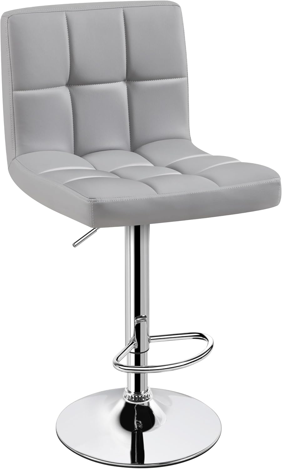 Yaheetech Bar Stools Set of 2, Adjustable PU Leather Swivel Barstools, Modern Counter Stools with Back and Footrest, Counter Height Barstools for Bar, Kitchen, Dining Room, Black