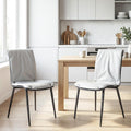Set of 2 White PU Leather Dining Room Chairs, Curved Back Design with Strong Metal Frame, Easy Assembly and Cleaning, Ideal for Kitchen and Restaurant