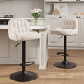 Bar Stools Set of 4, Swivel Bar Chairs, Modern Adjustable PU Leather Upholstered Barstools Counter Height with Tufted Back for Bar, Kitchen Counter Island, Dining Room, Beige