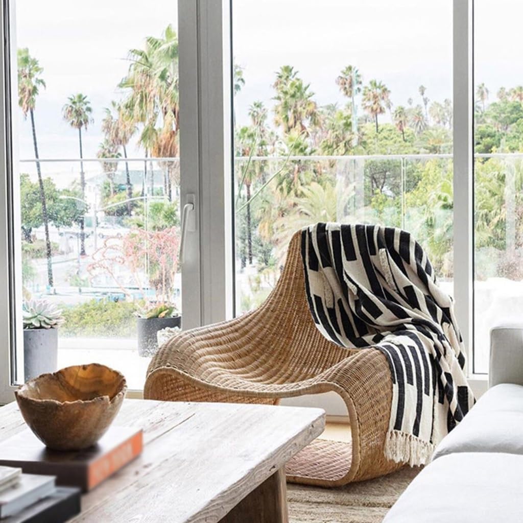 MACIUM Sofas and Couches Outdoor Rattan Sofa Simple Leisure Courtyard Hotel Balcony Creative Rattan Chair Sofa Indoor Leisure Chair for Living Room Corner Bedroom Salon Office (Color : A)