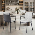 Modern Upholstered Dining Chair with Metal Frame, Beige Fabric Seat Armless Accent Chair for Kitchen Dining Room Living Room
