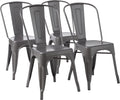 Amazon Basics Metal Dining Chairs, Matte Black, 1 Count (Pack of 4)