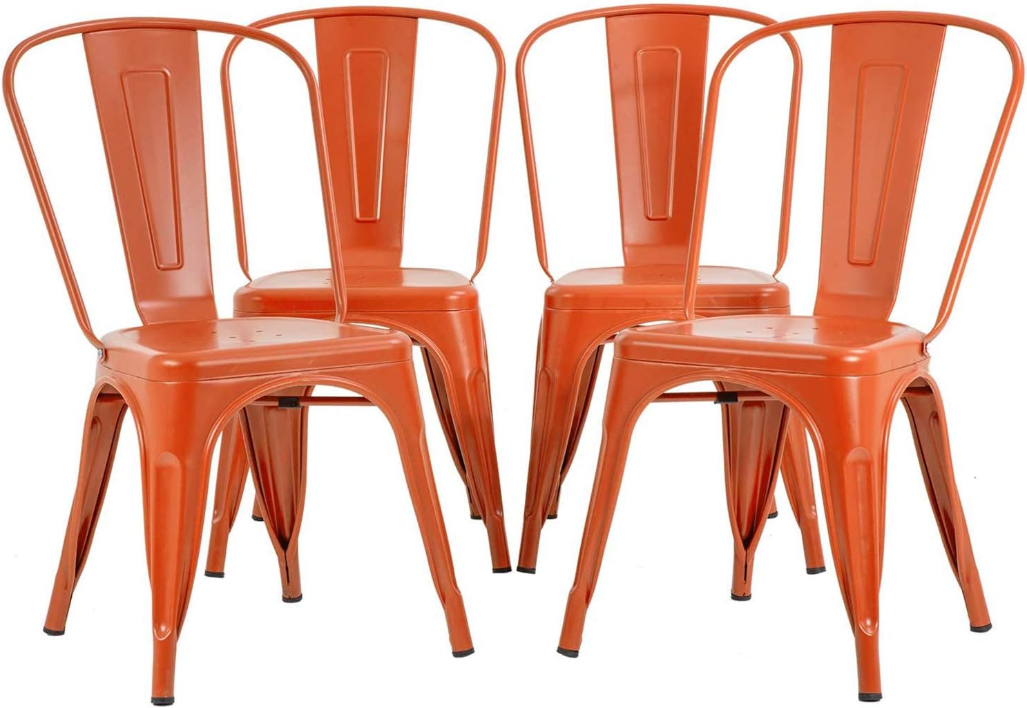 FDW | Metal Dining Chairs | Set of 4 | Black | Stackable Tolix Side Chairs with Backrest | Scratch-Resistant | Non-Slip Feet | Indoor/Outdoor Use | 330 lbs Capacity | for Kitchen & Restaurant