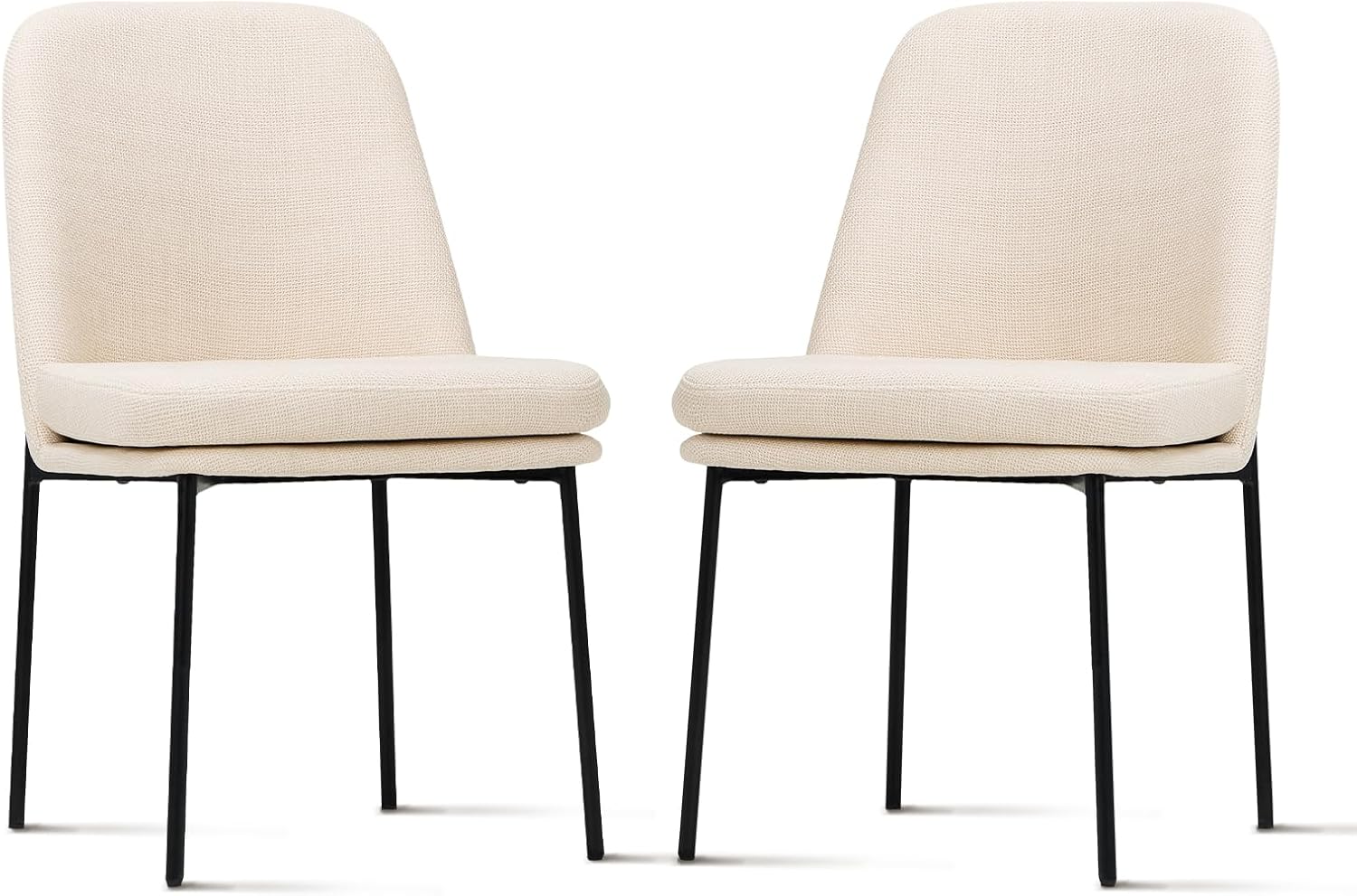 COLAMY Dining Chairs Set of 4, Modern Dining Chairs, Fabric Upholstered Dining Chairs, Kitchen Chairs with Curved Back and Metal Legs for Dining Room Kitchen Restaurant, Beige