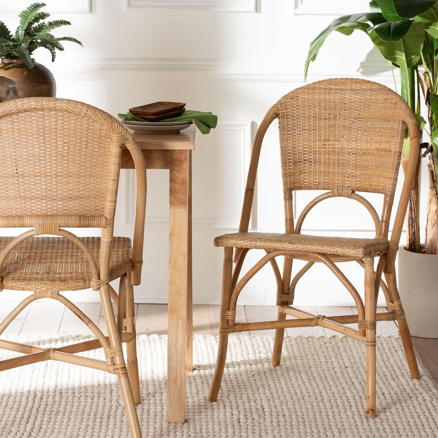 Bali & pari Jaylyn Bohemian Natural Rattan Dining Chair