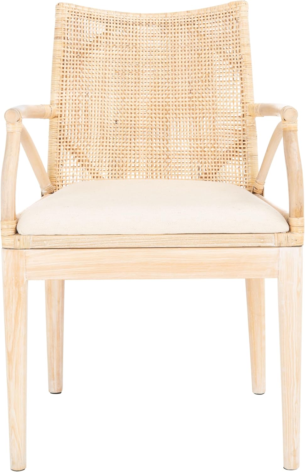 SAFAVIEH Home Collection - Gianni Brown & Black Solid Wood Rattan Arm Chair, Tropical Coastal Accent Seating for Living Room or Dining Space (SEA4011A)