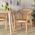 bali & pari Kaka Nature Rattan Dining Chair - Boho Wicker Armchair with Curved Back, Natural