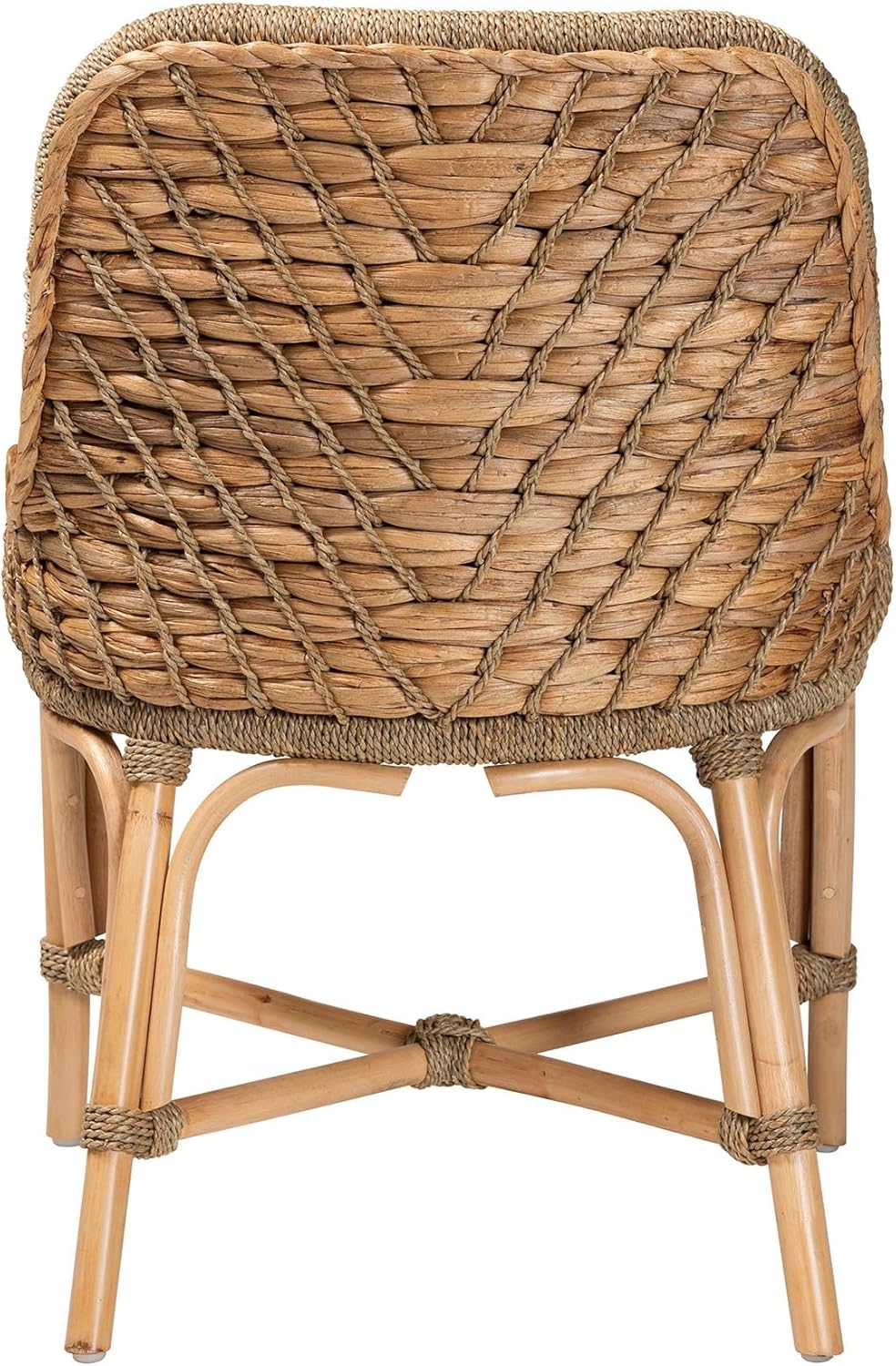 Baxton Studio Kyle Modern Bohemian Natural Brown Woven Rattan Dining Side Chair With Cushion