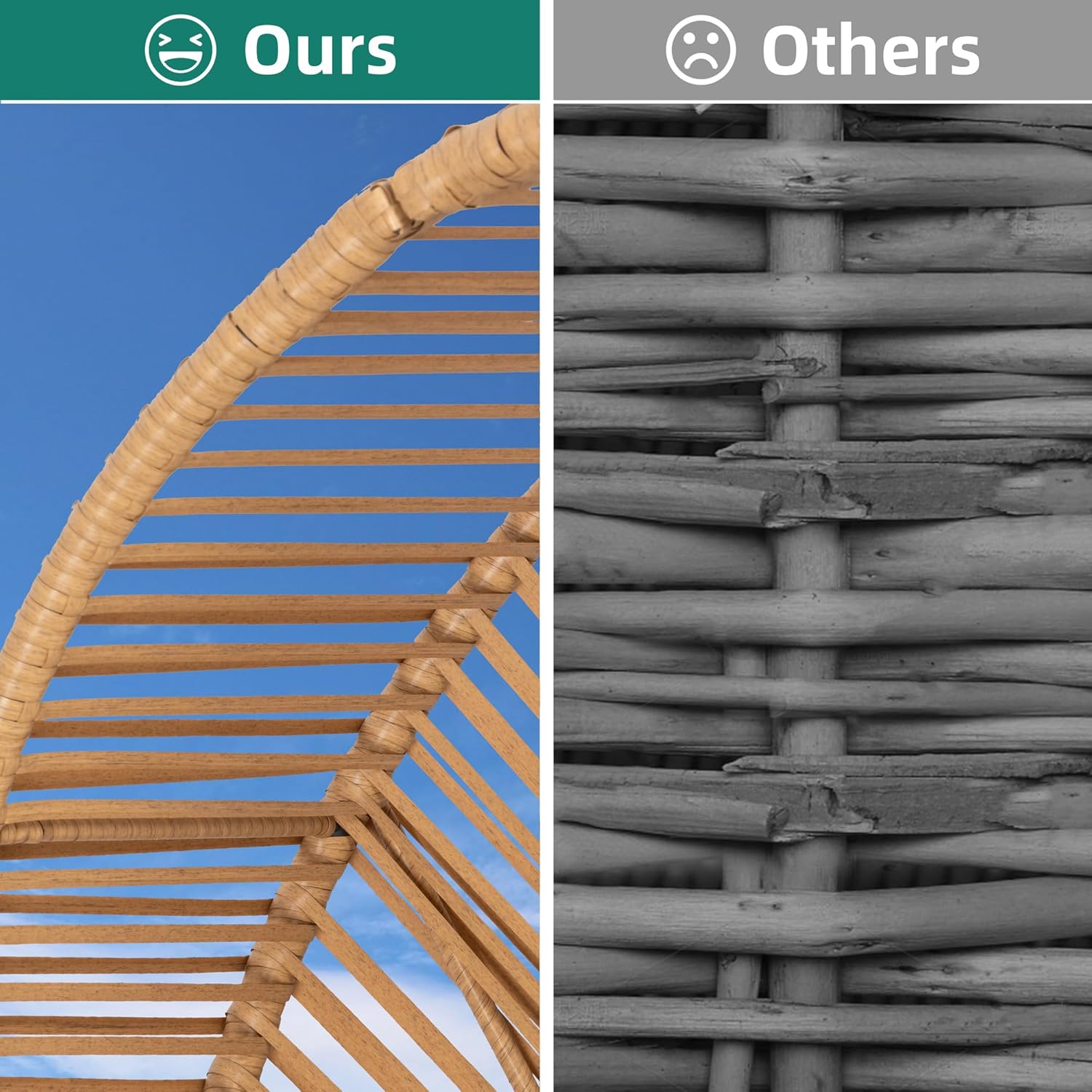 Shintenchi Wicker Egg Chair Outdoor Rattan Patio Chair with Cushion,Oversized Patio Lounge Chairs with Cushion Egg Basket Chair, Egg Seat for Indoor Living Room Bedroom Outside Patio Backyard Balcony