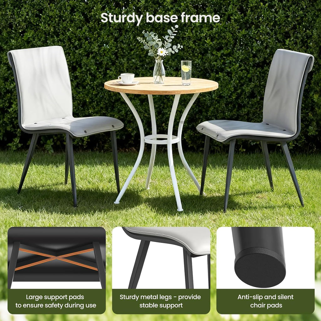 Modern Upholstered Dining Chair with Metal Frame, Beige Fabric Seat Armless Accent Chair for Kitchen Dining Room Living Room