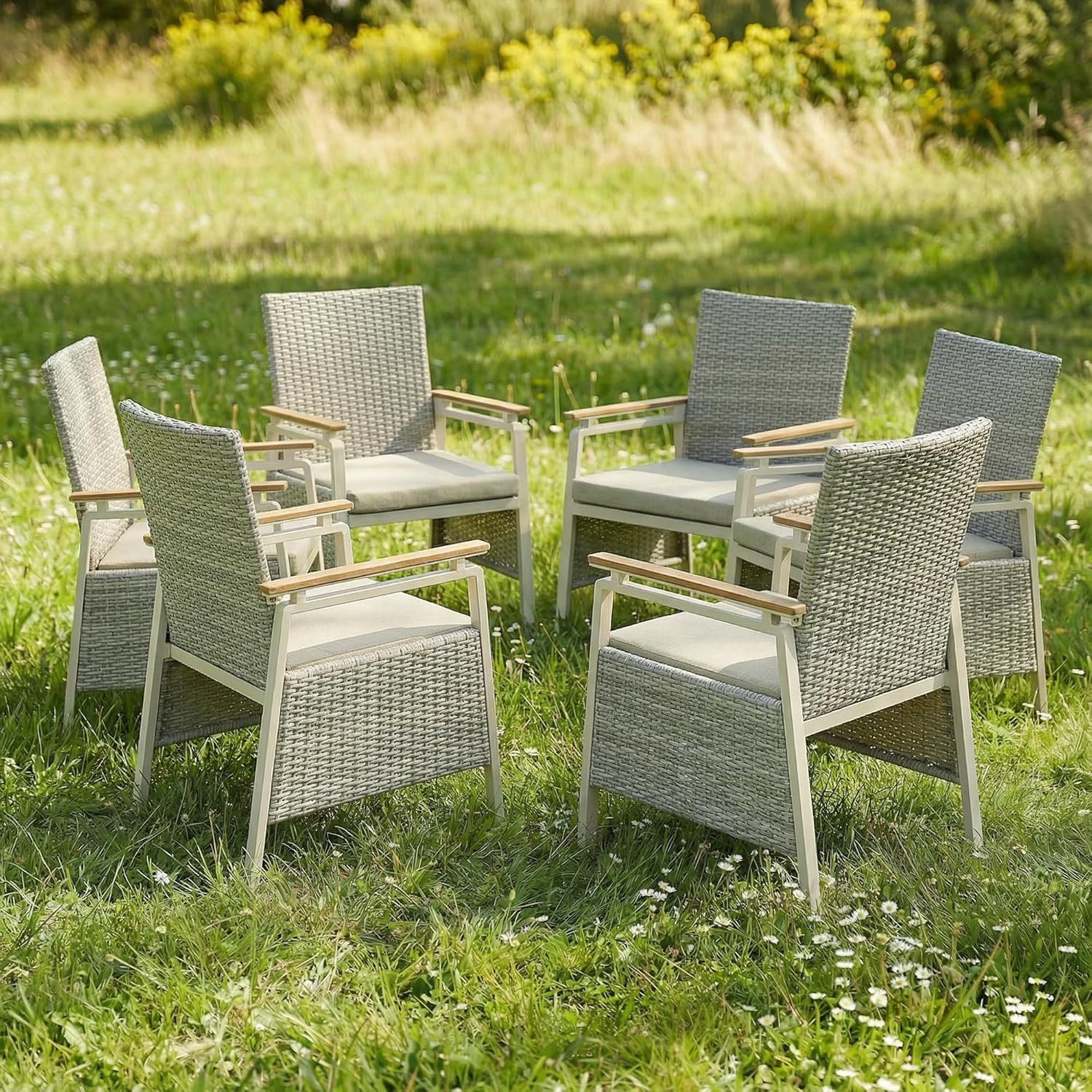 Aluminum Outdoor Dining Chairs Set of 2, Patio Dining Chairs with Armrests, Rattan Patio Furniture Set, Dining Room Chair with Removable Cushions, Kitchen Table Chair for Balcony/Deck, Green