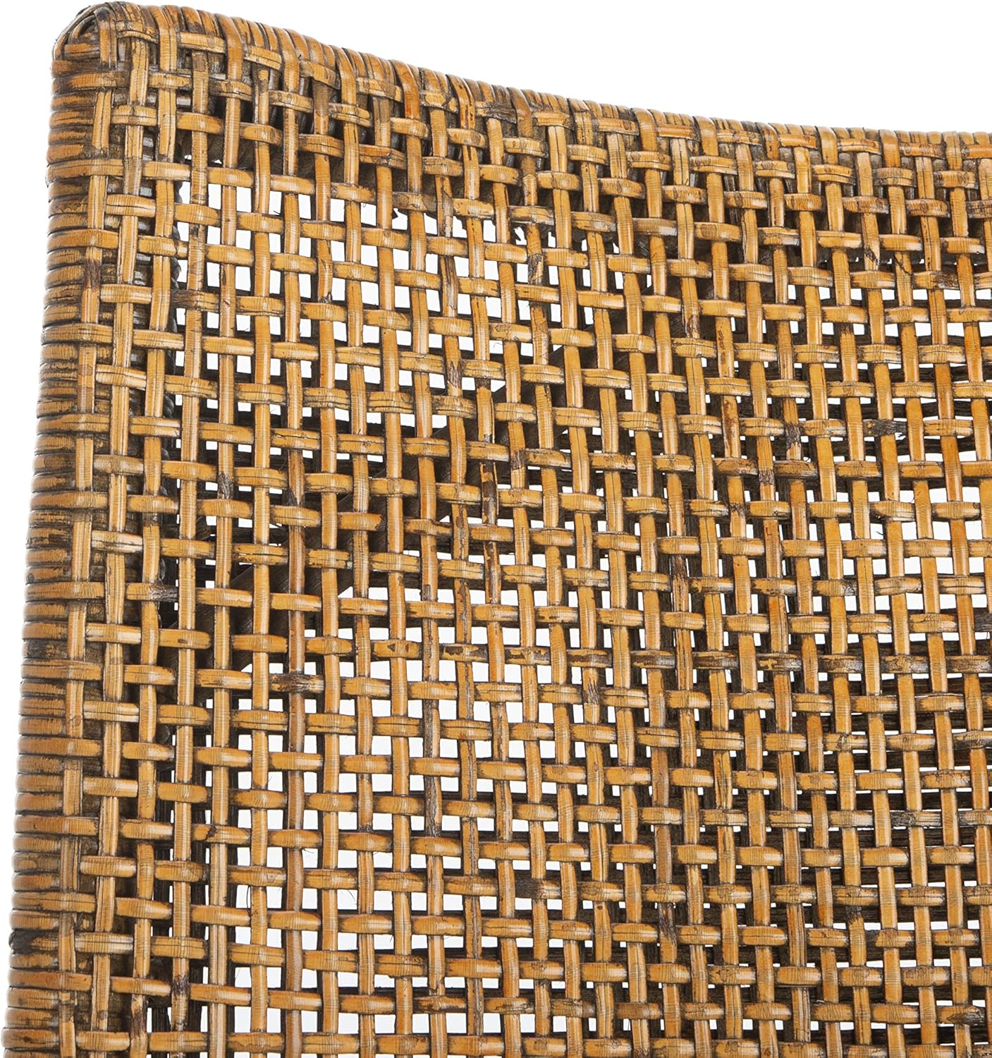 SAFAVIEH Home Collection - Gianni Brown & Black Solid Wood Rattan Arm Chair, Tropical Coastal Accent Seating for Living Room or Dining Space (SEA4011A)